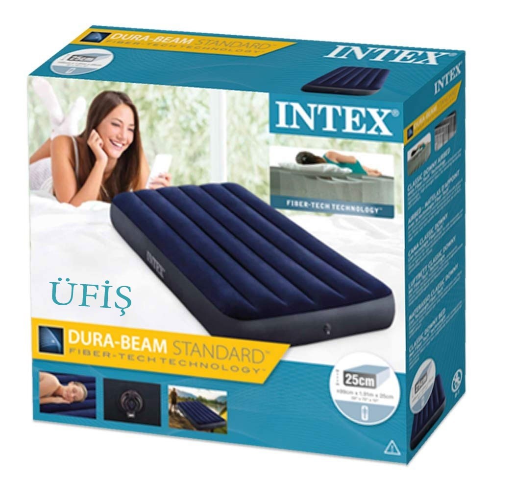 Outdoor Sisme Yataklar Intex Lacivert Tek Kisilik Yatak 99x191x22 Cm Air Lock Hemenbenimolmali Com Da