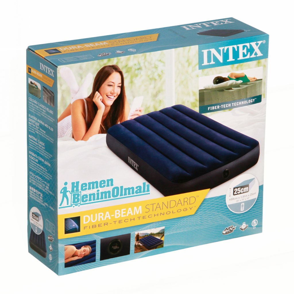 Outdoor Sisme Yataklar Intex Lacivert Tek Kisilik Yatak 99x191x22 Cm Air Lock Hemenbenimolmali Com Da