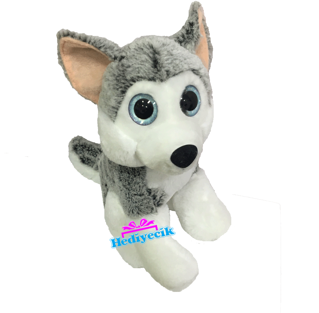 Sibirya Kurdu Husky Oturan Pelus Oyuncak Kopek 25 Cm Kargo Ucretsiz