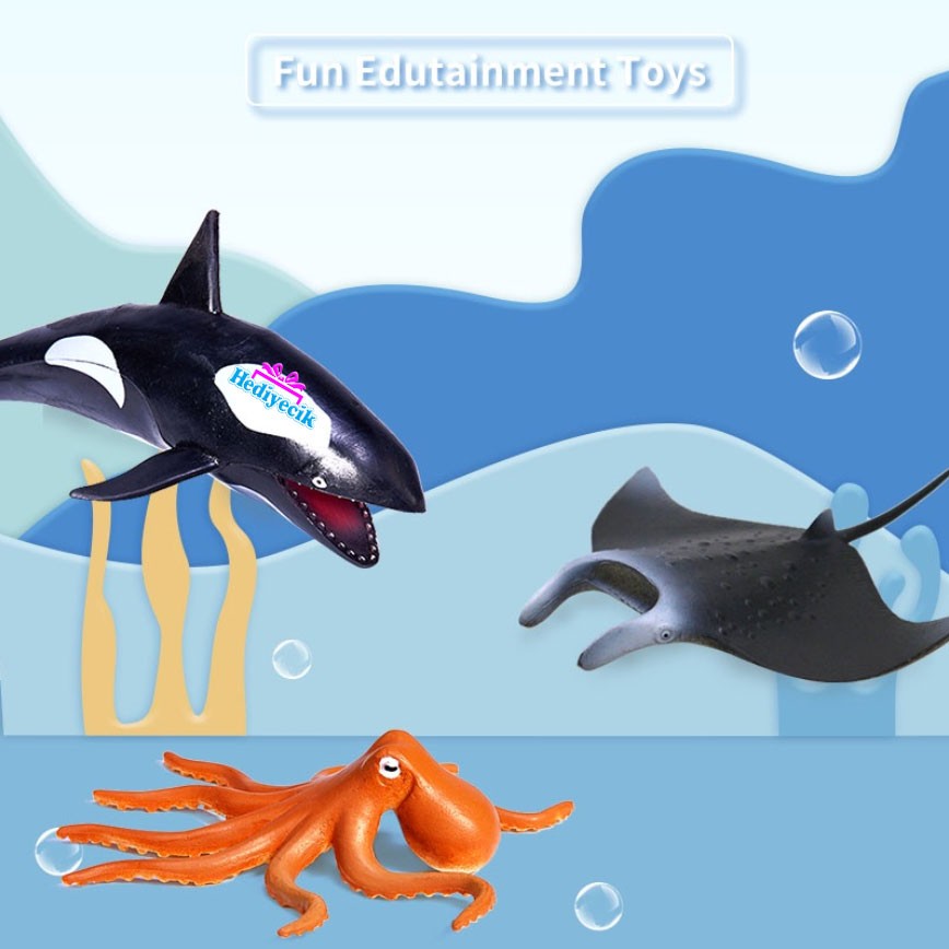 okyanus canlilari figurleri kovada 13 lu set 23 cm