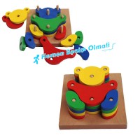 Oyuncak Ahşap Eğitici Geometrik Şekiller Ayıcık