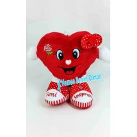 Peluş ışıklı Müzikli sesli koca ayaklı kalp yastık 23 cm 