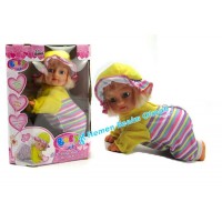 Oyuncak Bebek Pilli Şarkı Söyleyen Emekleyen Bebek 20 cm 