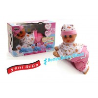 Oyuncak Pilli Sesli Başını Sallayan Ve Emekliyen Bebek Pembe Mavi 