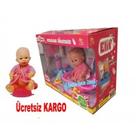 Banyo Yapan Çiş Yapan Biberonlu Elif Bebek Aksasuarlı bebek set