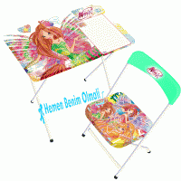  Wınx Yazı Tahtalı Masa Sandalye Seti