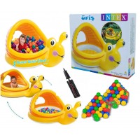 İntex Şişme Gölgelikli Bebek Oyun Havuzu Salyangoz Oyun Havuzu 100 Adet Renkli Oyun Topu Pompa Set Kargo Ücretsiz