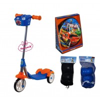 Hotwheels 3 Tekerli Frenli Scooter Kask Dirseklik bileklik set Kargo Ücretsiz