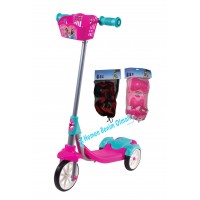 Barbie 3 Tekerlekli Scooter Dizlik Dirseklik Hediyeli