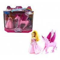 Kız Oyuncakları Pembe Peri Masalı Bebek ve Kanatlı At 