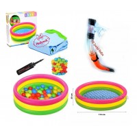 İntex Sunset 3 Boğumlu Şişme Bebek Havuzu 114 x 25 Cm 50 Adet Oyun topu Pompa Şnorkel Hediyeli
