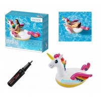 İntex Şişme Tek Boynuzlu Unicorn At Tutmaçlı Ada Binici Pompa Hediye 201x140x97 Cm  (Orta Boy)Pompa Hediye