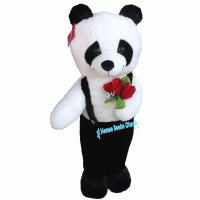 Peluş Panda Gül Buketli 60 Cm Ayakta 