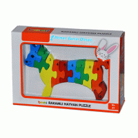 Oyuncak  Ahşap Rakamlı Kedi Yapboz 3 D Puzzle Eğitici  Oyuncak