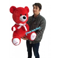 Peluş Oyuncak Ayı Kırmızı Love Patili Kalp yastıklı ayıcık 65 cm Kargo Ücretsiz