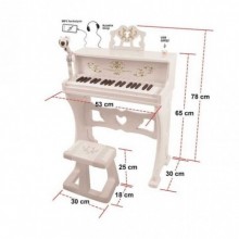 Vardem Kutulu 37Tuş Mikrofonlu Mp3 Ve Bluetoothlu Büyük Piano Beyaz/Pembe Piyano
