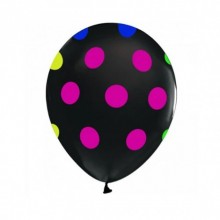 TPT6036 14lü Puantiye Baskılı Siyah Balon Çepeçevre Floresan