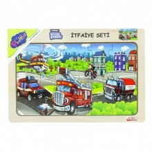 Ahşap Eğitici Puzzle İtfaiye Seti 4 Asorti