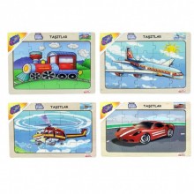 Ahşap Eğitici Taşıtlar Yapboz Puzzle El Becerisi Geliştirici Eğitici Oyuncak
