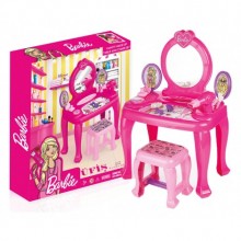 Barbie Güzellik Seti Oyuncak Tabureli Ayaklı Makyaj Masası ve Sandalye  Set 8 Parça