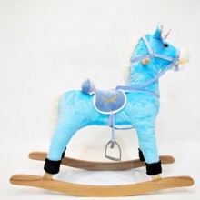 Peluş Işıklı Sallanan At Mavi 65 Cm