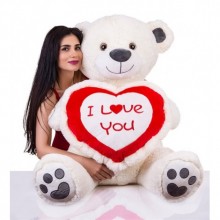 Peluş Büyük Boy Kalpli Sevimli Ayıcık 100 Cm