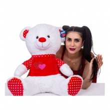 Peluş I Love You Tişörtlü Sevimli Ayıcık Kırmızı 65 Cm