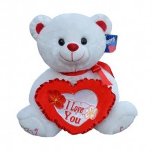 Peluş 45 Cm I Love You Kalpli Sevimli Peluş Ayıcık Beyaz