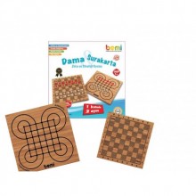 1239 Bemi Surakart Dama Ahşap Tabla ve Boncuklar 5+ 1 Kutu 2 Oyun