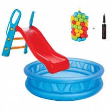 Çocuk Oyun Havuzu Kaydıraklı Kolezyum Havuz Oyun Topu 6 cm 100'lü Pompa set