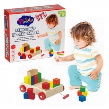  Playwood Oyuncak Kutu Ahşap Küp Bloklu Renkli Araba