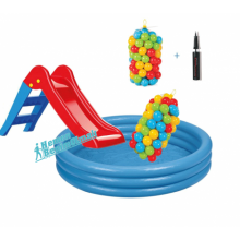  Oyun Havuzu Kaydırak Kaydıraklı Şişme Oyun Havuzu  6 Cm 100'lü Oyun Havuz Topu  Pompa