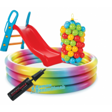 Pilsan Bingo Kaydırak Şişme Havuz 100 adet Oyun Topu Pompa set