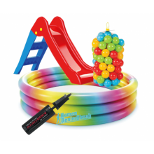 Dolu İlk Kaydırağım Şişme Oyun Havuzu 100'lü oyun topu Pompa set 