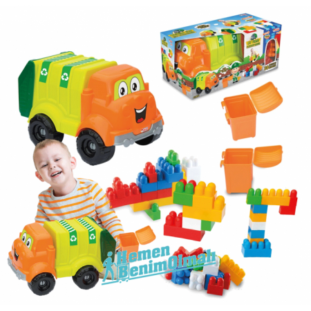 Dede Eğitici Oyuncak Bloklu Çöp Kamyonu 30 Parça
