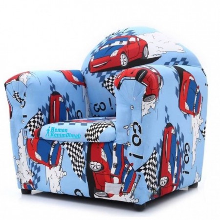 Arabalar Figürlü Ahşap Çocuk Koltuğu