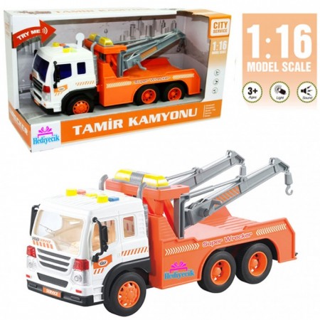 Oyuncak 1:16 Sesli ve Işıklı Vinçli Çekici Kamyonu