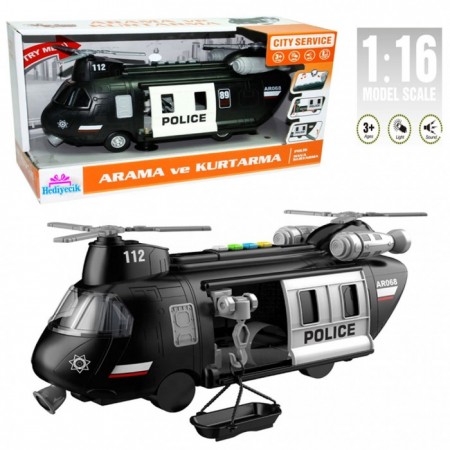 Oyuncak 1:16 Sesli Ve Işıklı Polis Arama Kurtarma Helikopteri
