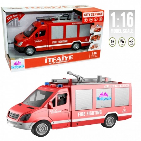 Oyuncak 1:16 Sesli ve Işıklı Su Püskürten Sprinter Su Tanklı İtfaiye Aracı
