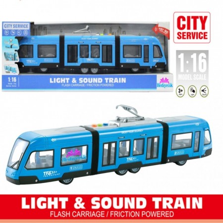 Oyuncak 1:16 Sesli ve Işıklı City Liner Mavi Tramvay 45 cm