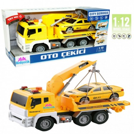 Oyuncak 1:12 Sesli ve Işıklı Vinçli Araba Çekici