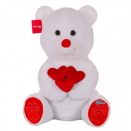 Sevimli 3 Kalpli Oturan Peluş Ayı Beyaz 65 cm