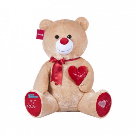 Peluş Kalpli Sevimli Oturan Ayı Kahve 50 Cm