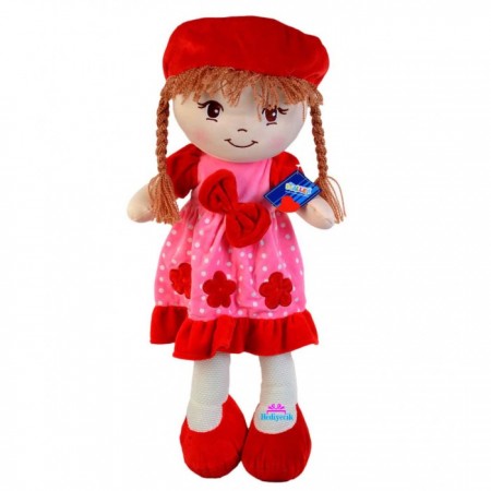 Oyuncak Bez Bebek Kırmızı Elbiseli 70 Cm