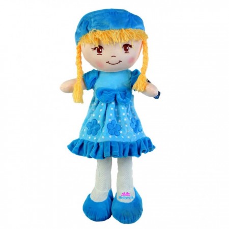 Oyuncak Bez Bebek Mavi Elbiseli 70 Cm