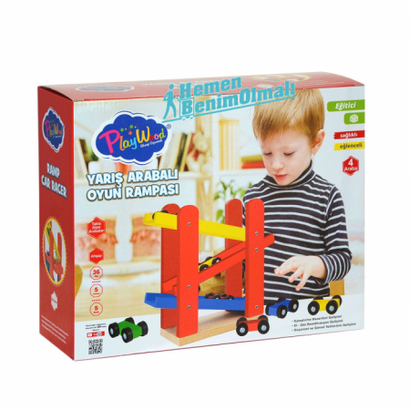 PlayWood Ahşap Yarış Arabalı Oyun Rampası