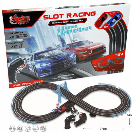 Slot Racing Araba Yarış Pisti Pilli 2 Araçlı Yarış Seti 1:64