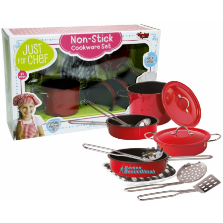 Oyuncak Kitchen  Emaye Yapışmaz Tava Tencere 11 Parça Seti