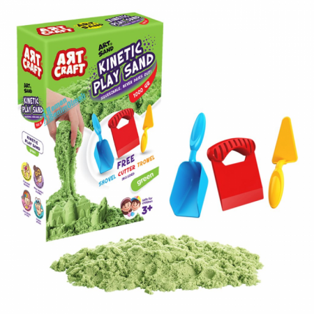 Art Craft Dede, Aksesuarlı Yeşil Kinetik Oyun Kumu 1000 gr