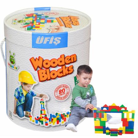 Woodoy 80 Parça Büyük Kovalı Bloklar KR014 